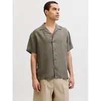 Jack & Jones Jprblalawrence Linen Resort S/S Shirt Sn - Khaki green - L