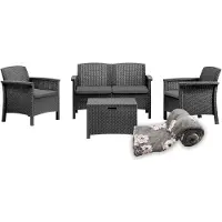 Carrefour Home Puutarhakalusteryhmä Venezia 2, polyrottinkia, harmaa