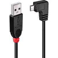 Lindy 2m USB 2.0 Cable - Type A to Micro-B Cable, 90 Degree Right Angle (31977)