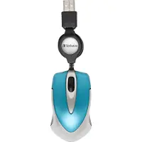 Verbatim Go Mini, Molempikätinen, Optinen, USB A-tyyppi, 1000 DPI, Sininen, Hopea (49022)