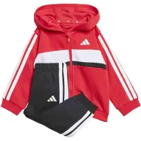 Adidas Treenipuku 'ESSENTIALS TIBERIO 3 STRIPES FLEECE' kirkaanpunainen / musta / valkoinen