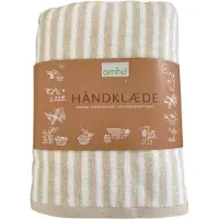 Omhu Økologisk Stribet Håndklæde - Frotté/Velour - Beige - 70X140CM