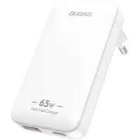 Dudao GaN USB-matkalaturi 65W USB- ja USB-C PD:llä - Valkoinen