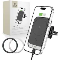 Tech-Protect CW19 Magneettinen MagSafe langaton laturi / tuuletusaukon autoteline - 15W - Musta