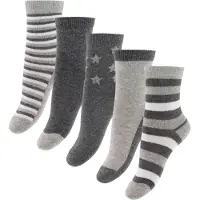 Minymo Sock W. Pattern (5-Pack) - Grey - 19-22