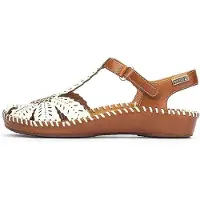 Pikolinos for woman. 655-0841C1 P.Vallarta brown leather shoes, off-white (40), 1 to 3 cm, Buckle, Casual