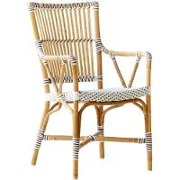 Sika-Design Monique Kahvilatuoli Käsinojilla - Tuolit Rottinki Valkoinen - 9186CPWH