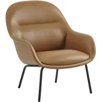 Muuto , Fiber Soft Lounge Armchair Tube Base - Refine Leather Cognac Anthracite Black