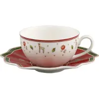 Villeroy & Boch Toy's Delight Kahvikuppi / Teekuppi Tarjoittimella 30 Cl - Joulumukit Posliini Valkoinen - 95203 + 95201