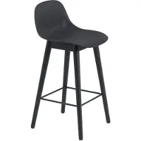 Muuto Fiber Baarijakkara Puu Selkänojalla 65 Cm - Baarijakkarat Musta - FICOBWON01011