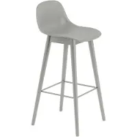 Muuto Fiber baarituoli korkea Wood Base - 75 cm - Grey/Grey