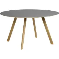 HAY Cph 25 2.0 Pöytä Ø140x74 Cm Vesipohjaisella Lakalla Käsitelty Tammi / - Ruokapöydät & Baaripöydät Linoleumi Harmaa - AE821-A535-AR07