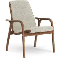 Swedese Laminett nojatuoli öljytty saksanpähkinä/lampaannahka Moonlight (beige)