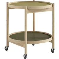 Brdr. Krüger Bølling Tray Table model 50 -rullapöytä Leaf, käsittelemätön tammirunko
