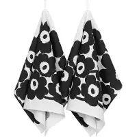 Marimekko - Unikko Keittiöpyyhe 47x70 cm 2 kpl Valkoinen/Musta