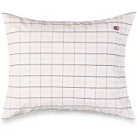 Lexington Home White/Beige/Navy Checked Cotton Poplin Pillowcase - White - 50X60