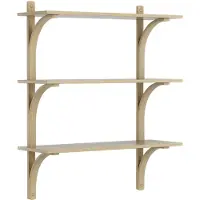 Swedese Levi hylly 3 hyllytasoa Luonnollisesti lakattu tammi-messinki, 90 cm