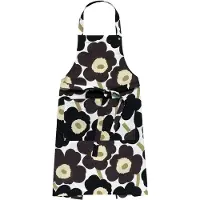 Marimekko Pieni Unikko esiliina Valkoinen tummanharmaa beige