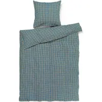 Juna - Organic Bed linen - Crisp - 140 x 200 cm - Blue/Okker