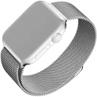 FIXED älykellon mesh-ranneke, Apple Watch 42 / 44 / 45 / 49 mm, hopea