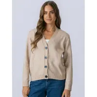 TeeShoppen Neuletakki ' Knitted Cardigan ' beige