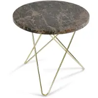 OX Denmarq Tall Mini O Table -sohvapöytä marmori ruskea, messinkijalusta