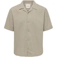 Only & Sons Onscruz Rlx Seersucker Resort Ss Shirt - Beige - L