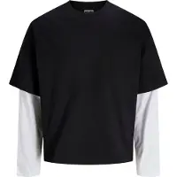Jack & Jones Jcobiarritz Doublelayer Tee Ls Styd Ss26 - Black - XXL