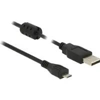 DeLOCK 5m, USB 2.0-A/USB 2.0 Micro-B, 5 m, USB A, Micro-USB B, USB 2.0, Uros/uros, Musta (84910)