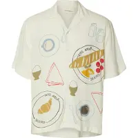 Selected Slhrlxhotel Amour Print Ss Shirt - Cream - L