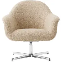 Audo Copenhagen Harbour Lounge-tuoli Kääntöalustalla Baena 15 / Alumiini - Nojatuolit Silmukkanukkakangas Beige - 71096-017558