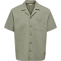 Only & Sons Onskian Life Seersucker Strp Ss Shirt Vd - Khaki green - S