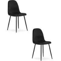 Leobert Ruokapöydän tuoli Padva musta sametti, moderni, 2 kpl:n setti