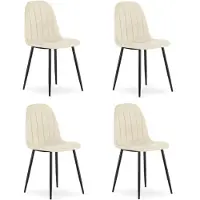 Leobert Ruokatuolisetti PADVA sametti Sand Light / mustat jalat x4