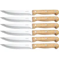 Dorre Bbq Knives 6 Pcs In Wooden Box Stainless Steel Acacia Handle 22.5*2 Cm - 2X 22.5X 0.2