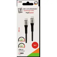 2GO 797511, 2 m, USB C, USB C, USB 2.0, 0,48 Gbit/s, Musta, Hopea