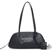 Tommy Hilfiger Olkalaukku 'Metal Logo Shoulder' musta / hopea