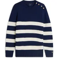 Tommy Hilfiger Neulepaita 'New York Label Relaxed Breton Stripe' laivastonsininen / valkoinen