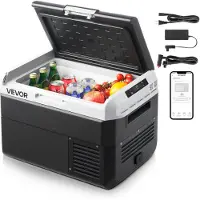 Vevor 12 voltin autojääkaappi, 25 litran autojääkaappi, kannettava sähköjäähdytin, jossa säädettävä lämpötila -20 ℃ - 20 ℃, 12/24 V DC ja 100–240 V AC -kompressoripakastin ulkoiluun, retkeilyyn, matko