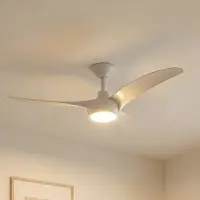 LINDBY Briya LED-kattotuuletin, CCT, himmennettävä, Ø 116 cm, valkoinen - , Briya, himmennettävä, Valkoinen, Olohuone, Muovi, Moderni