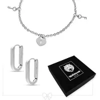 Wildcat Little Key Lock Bracelet with Hoops Set - Silber