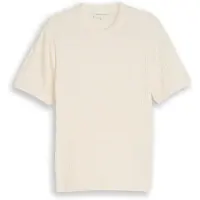 Tom Tailor Knit T-Shirt With Rib Structure - Cream - XL
