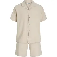 Jack & Jones Jjglobal Waffle Resort Shirt Ss Set Mp - Cream - XL