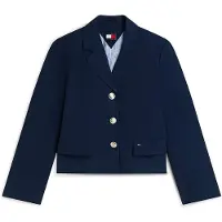 Tommy Hilfiger Bleiseri 'Gold-tone Button Regular Fit Cropped Blazer' laivastonsininen