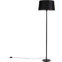 QAZQA Musta lattiavalaisin pellavavarjostimella musta 45 cm - Simplo