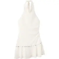 Mango Ruffled Halter-Neck Dress - White - M