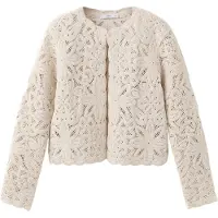 Mango Knitted Jacket With Openwork Details - Beige - S