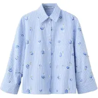 Mango Flower Embroidered Striped Shirt - Multi/patterned - S