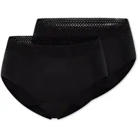 Schiesser Retro Period Panties, 2-Pack, Lace, Black/Dark Blue - Care - Black - XXXXL