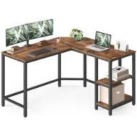 Songmics Tietokonepöytä L-mallinen kulmapöytä 130x120x74,7 cm Ruskea ja musta teräs